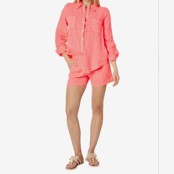 Lilly Pulitzer 100% Linen Women's Sea View Button-Down  Size Medium - Picture 4 of 16